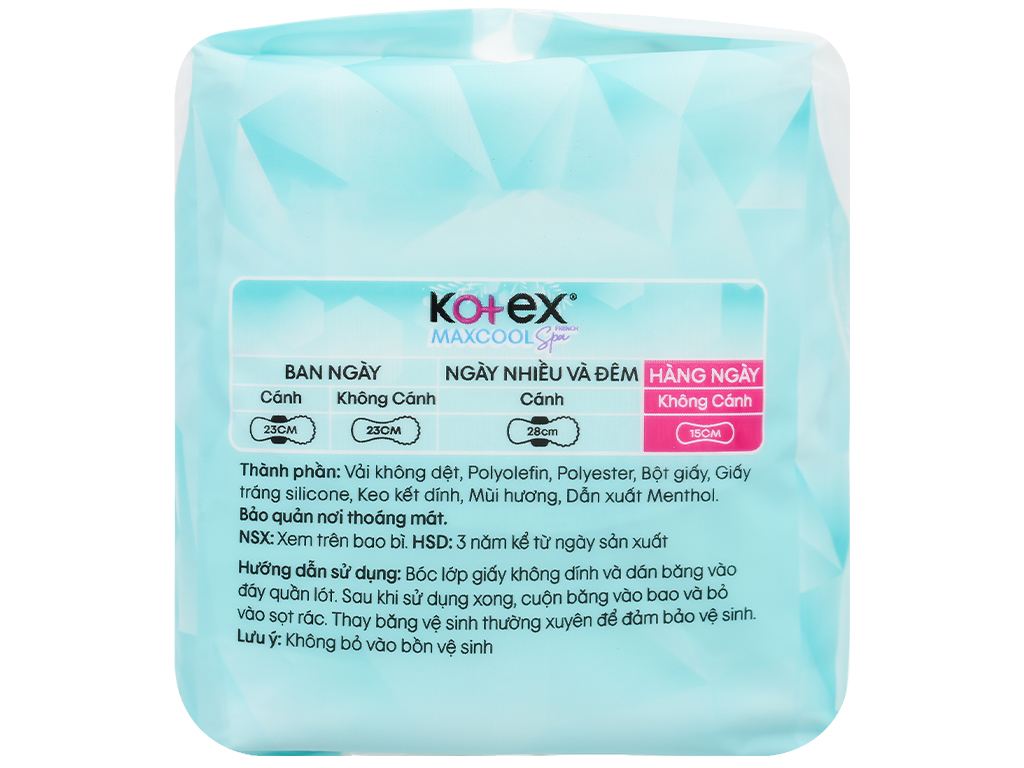 Lốc 8 gói băng vệ sinh hàng ngày Kotex Cool siêu mỏng 20 miếng - Hình ảnh 3