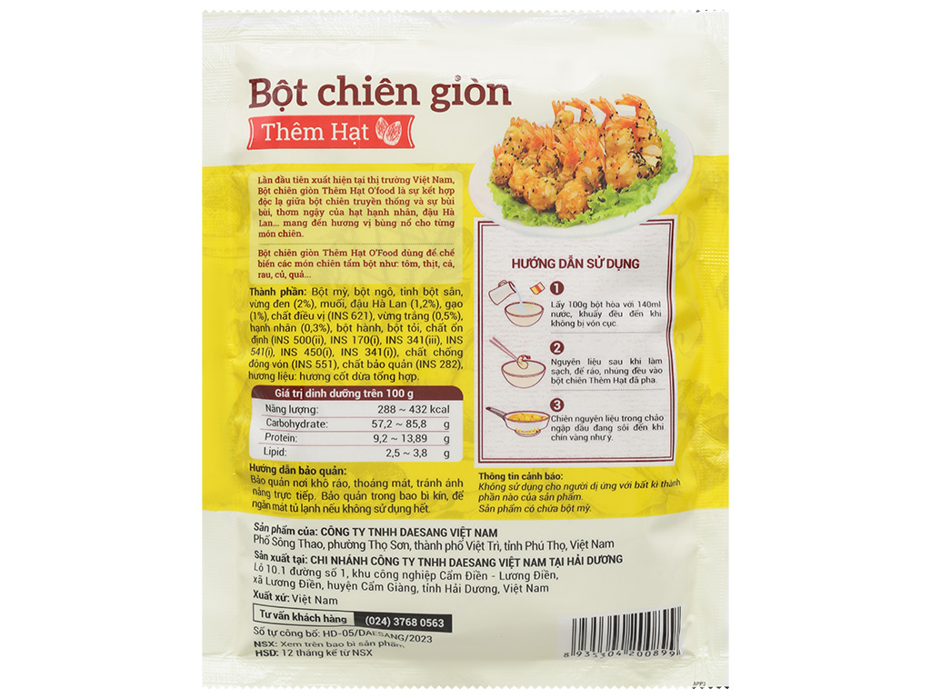 Bột chiên giòn thêm hạt O'food gói 100g - Hình ảnh 3
