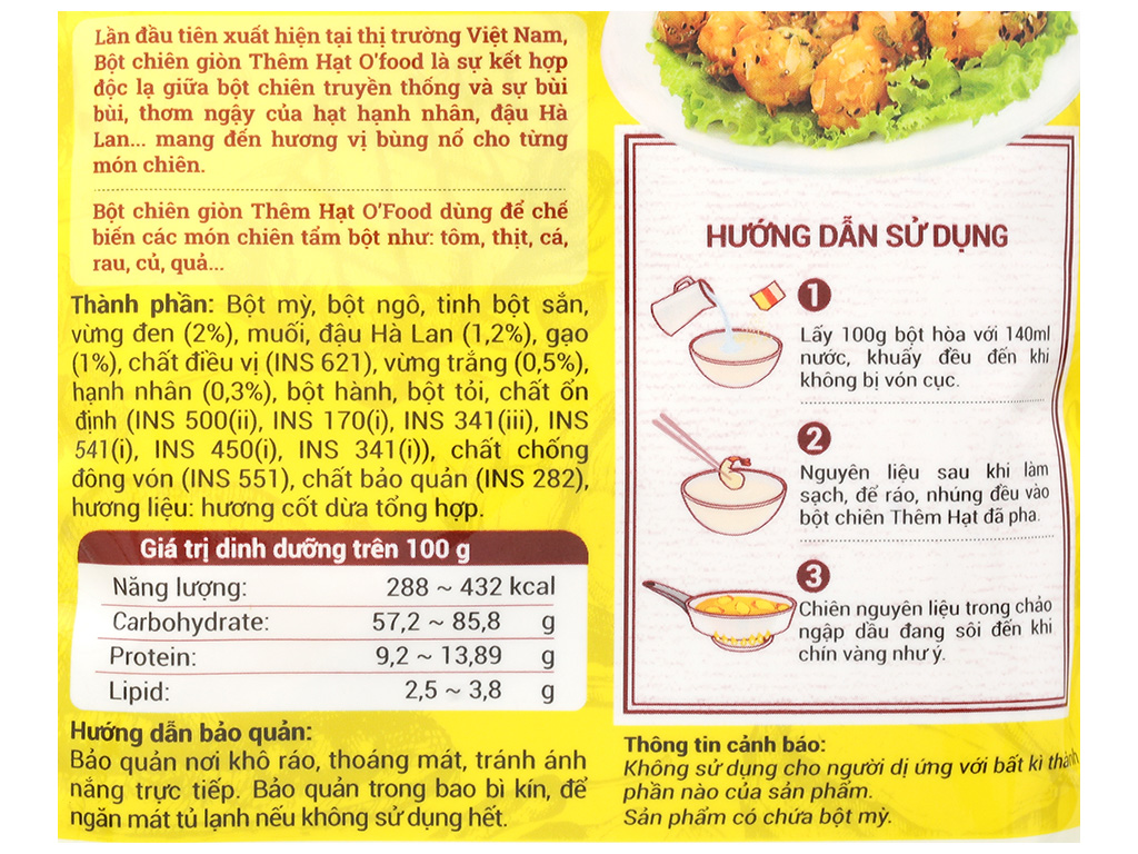 Bột chiên giòn thêm hạt O'food gói 100g - Hình ảnh 4
