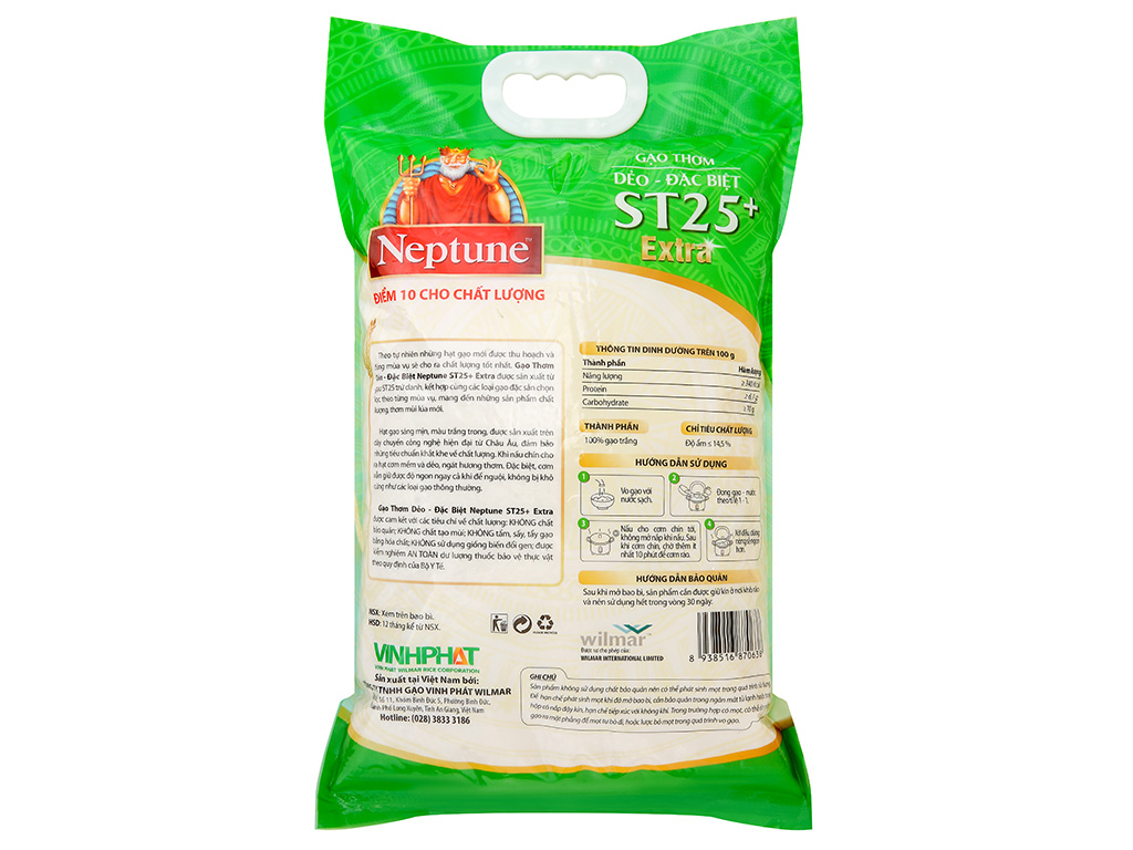 Gạo thơm Neptune ST25 Extra túi 5kg - Hình ảnh 3
