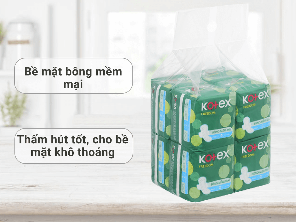 Lốc 8 gói băng vệ sinh Kotex Freedom có cánh 8 miếng - Hình ảnh 4
