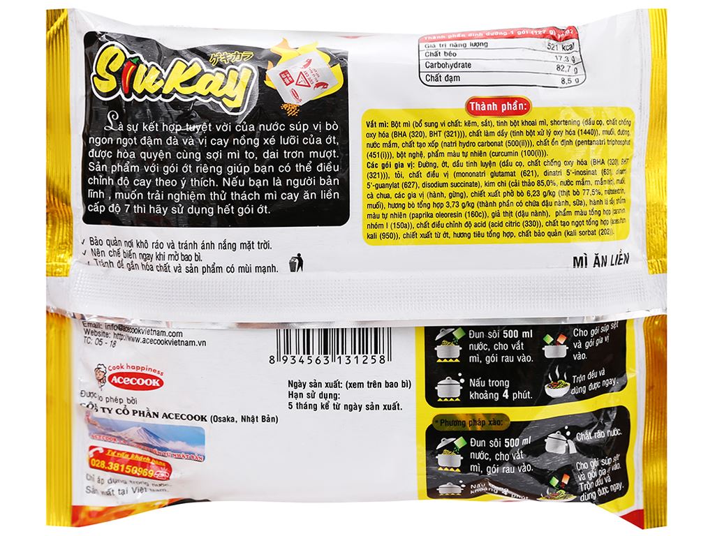 Thùng 24 gói mì bò SiuKay 127g - Hình ảnh 3
