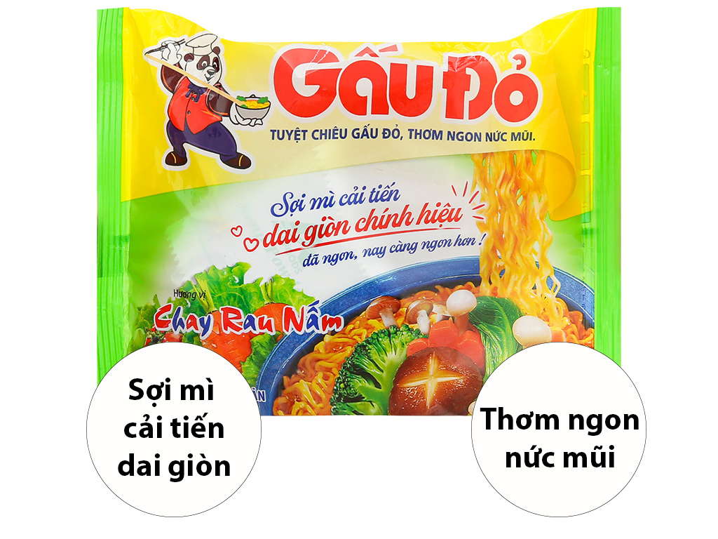 Thùng 30 gói mì Gấu Đỏ rau nấm 62g - Giá Buôn Sỉ - Hình ảnh 2