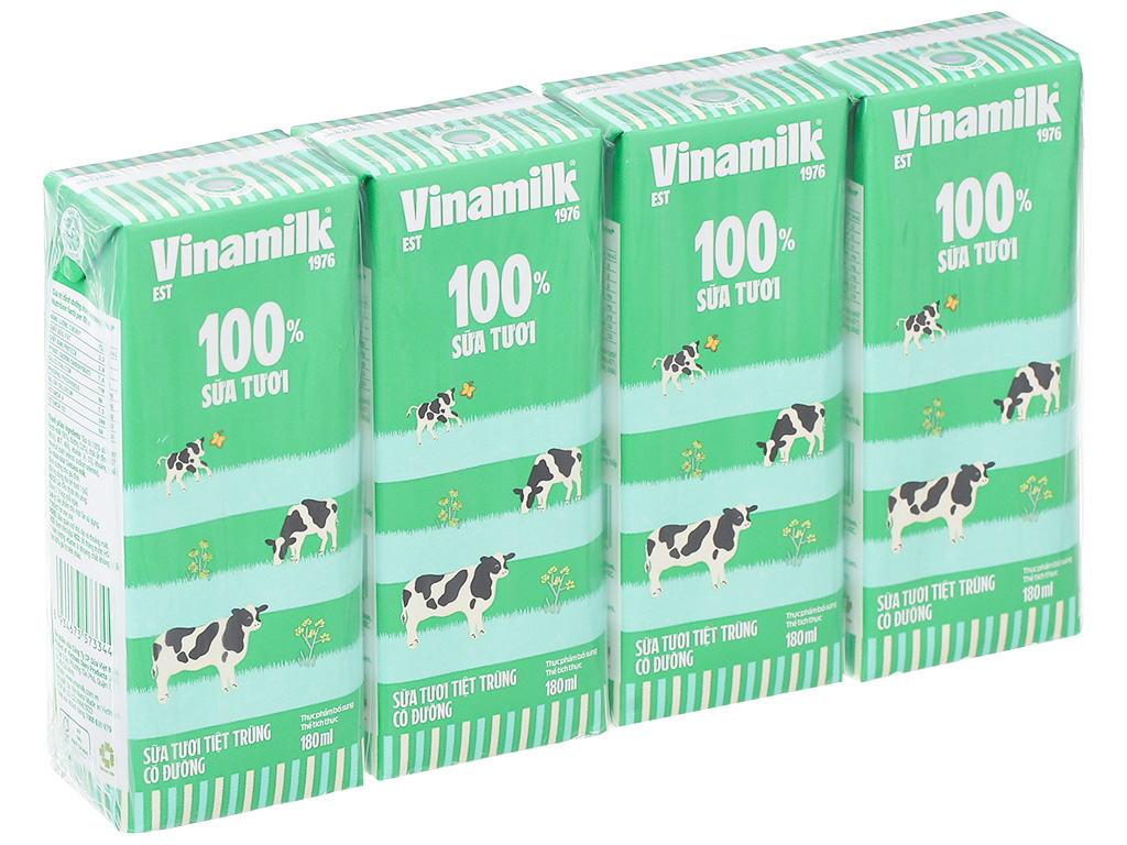 Thùng 48 hộp sữa tươi tiệt trùng có đường Vinamilk 100% Sữa tươi 180ml - Hình ảnh 3