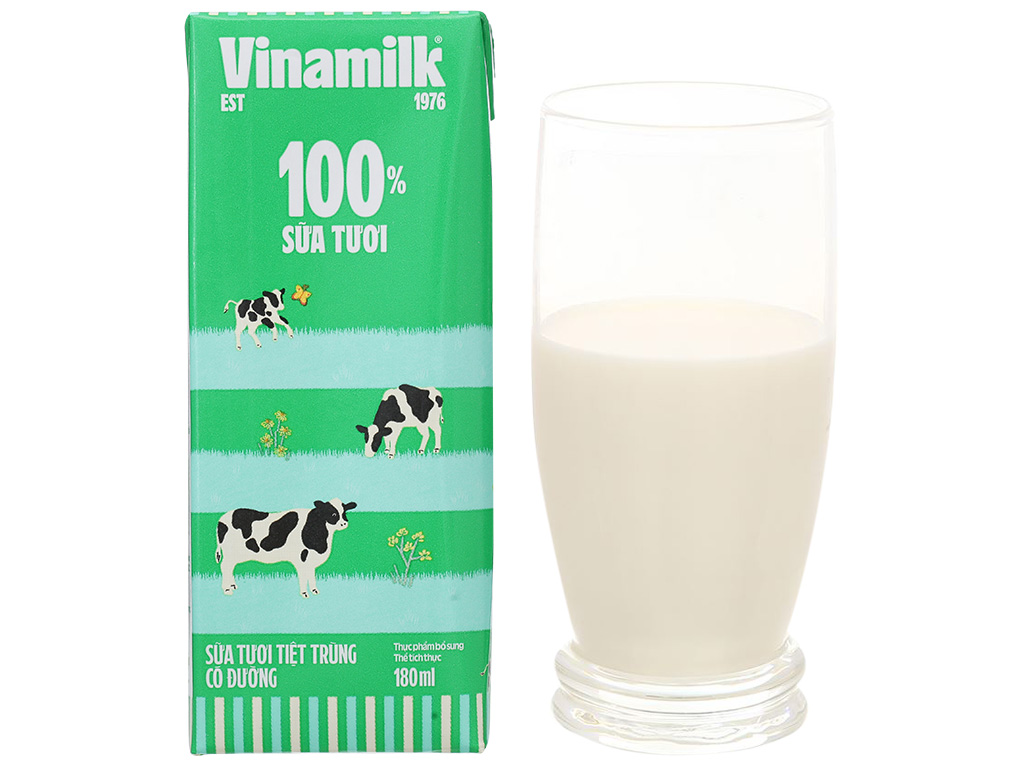 Thùng 48 hộp sữa tươi tiệt trùng có đường Vinamilk 100% Sữa tươi 180ml - Hình ảnh 4