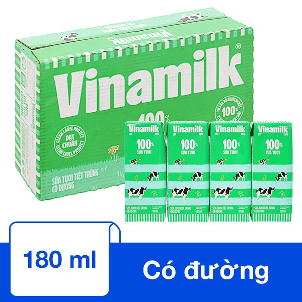 THÙNG SỮA CHUA VINAMILK 48 HỘP 100G CÓ ĐƯỜNG CHỨA LỢI KHUẨN TỐT CHO TIÊU HÓA