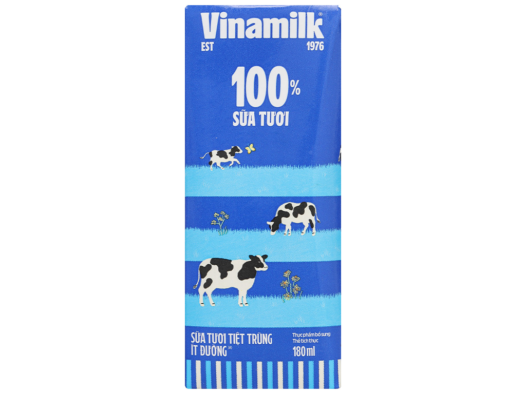 Thùng 48 hộp sữa tươi tiệt trùng ít đường Vinamilk 100% Sữa tươi 180ml - Hình ảnh 3