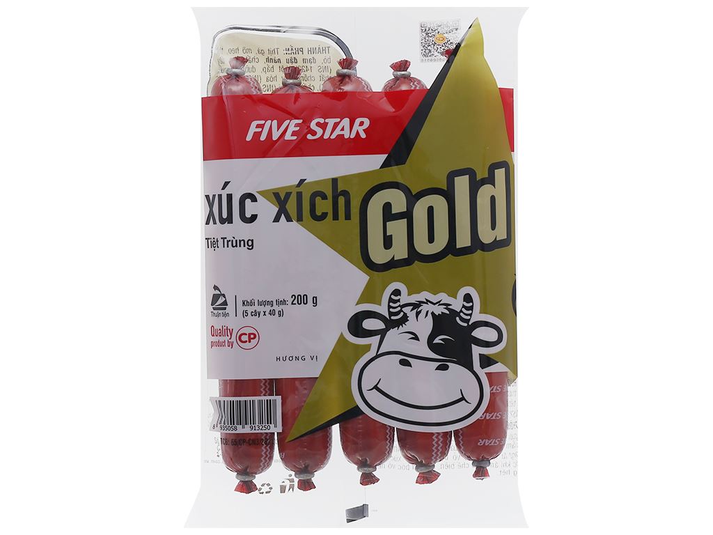 Xúc xích tiệt trùng five star Gold C.P gói 200g (5 cây x 40g) - Hình ảnh 3