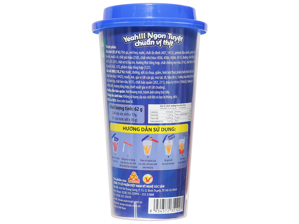 Xúc xích trộn đều xốt BBQ Vissan ly 62g - Hình ảnh 4